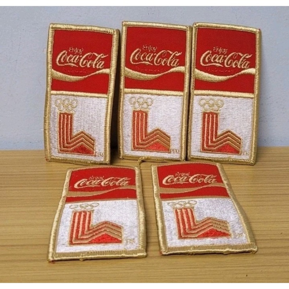1980s Enjoy Coca-Cola Coke Soda Lake Placid Olympic Cloth‎ Patch Vintage Promo